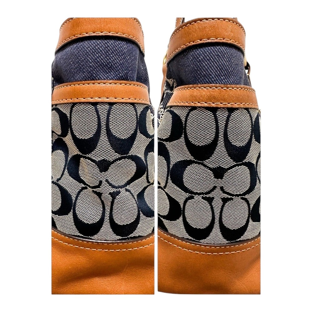 Coach Signature Denim Patchwork Gallery Tote Blue Brown Y2K 12217 - Picture 6 of 8